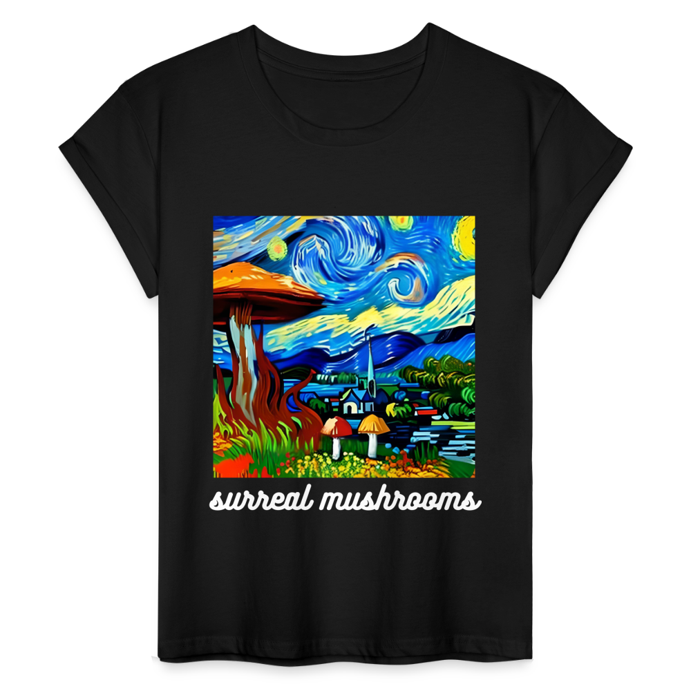 Surreal Mushrooms Women's Relaxed Fit T-Shirt - black