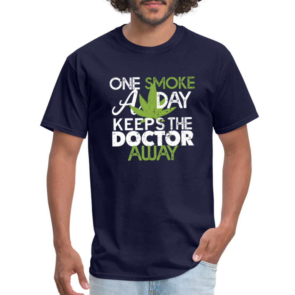 one smoke a day, keeps the doctor away Unisex Classic T-Shirt - navy