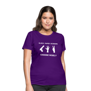 Glock Paper Scissors, Choose Wisely Women's T-Shirt - purple