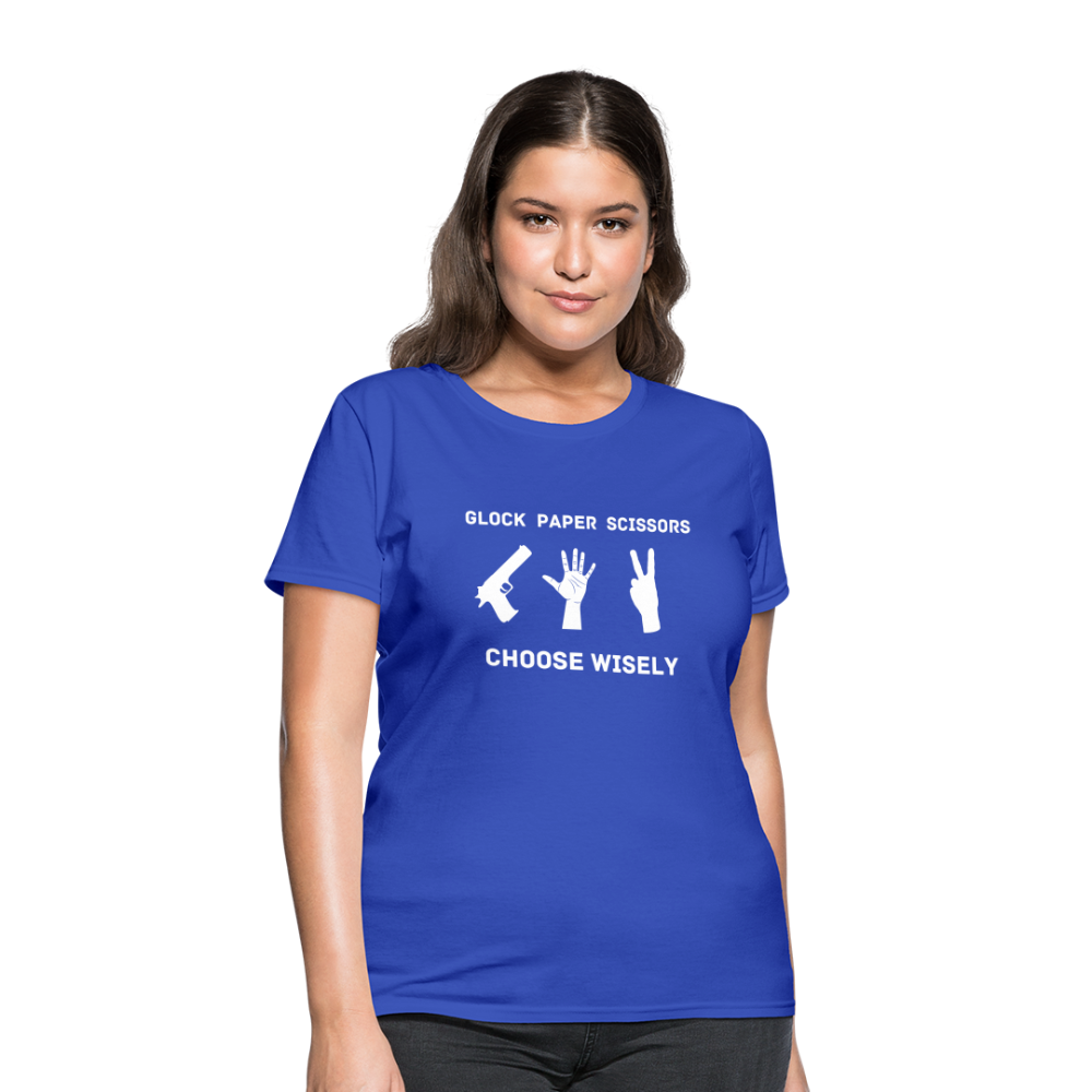 Glock Paper Scissors, Choose Wisely Women's T-Shirt - royal blue