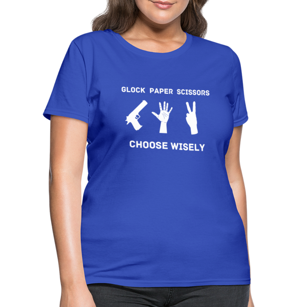 Glock Paper Scissors, Choose Wisely Women's T-Shirt - royal blue