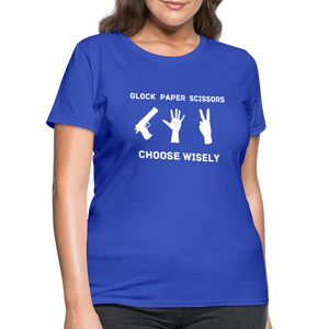 Glock Paper Scissors, Choose Wisely Women's T-Shirt - royal blue