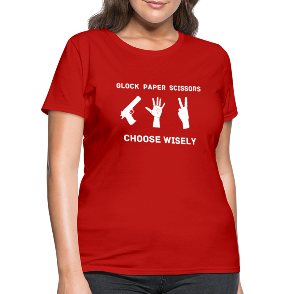 Glock Paper Scissors, Choose Wisely Women's T-Shirt - red