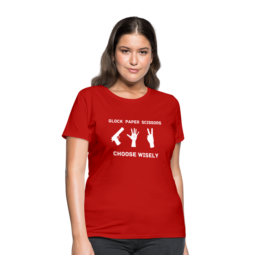 Glock Paper Scissors, Choose Wisely Women's T-Shirt - red