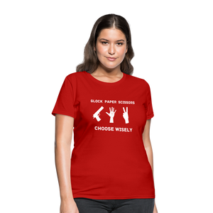 Glock Paper Scissors, Choose Wisely Women's T-Shirt - red