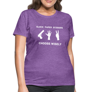 Glock Paper Scissors, Choose Wisely Women's T-Shirt - purple heather