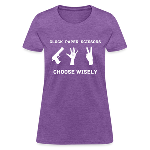 Glock Paper Scissors, Choose Wisely Women's T-Shirt - purple heather