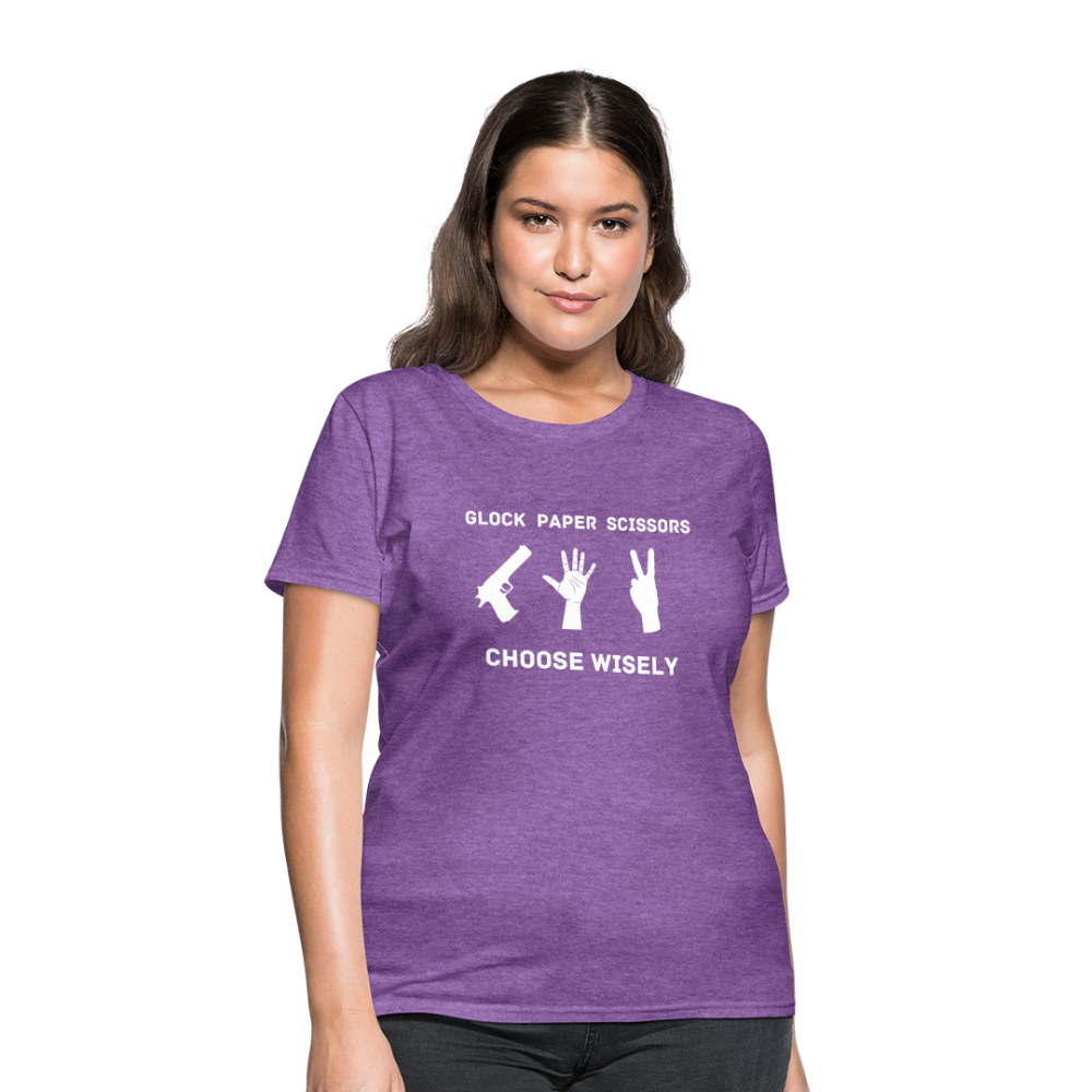 Glock Paper Scissors, Choose Wisely Women's T-Shirt - purple heather