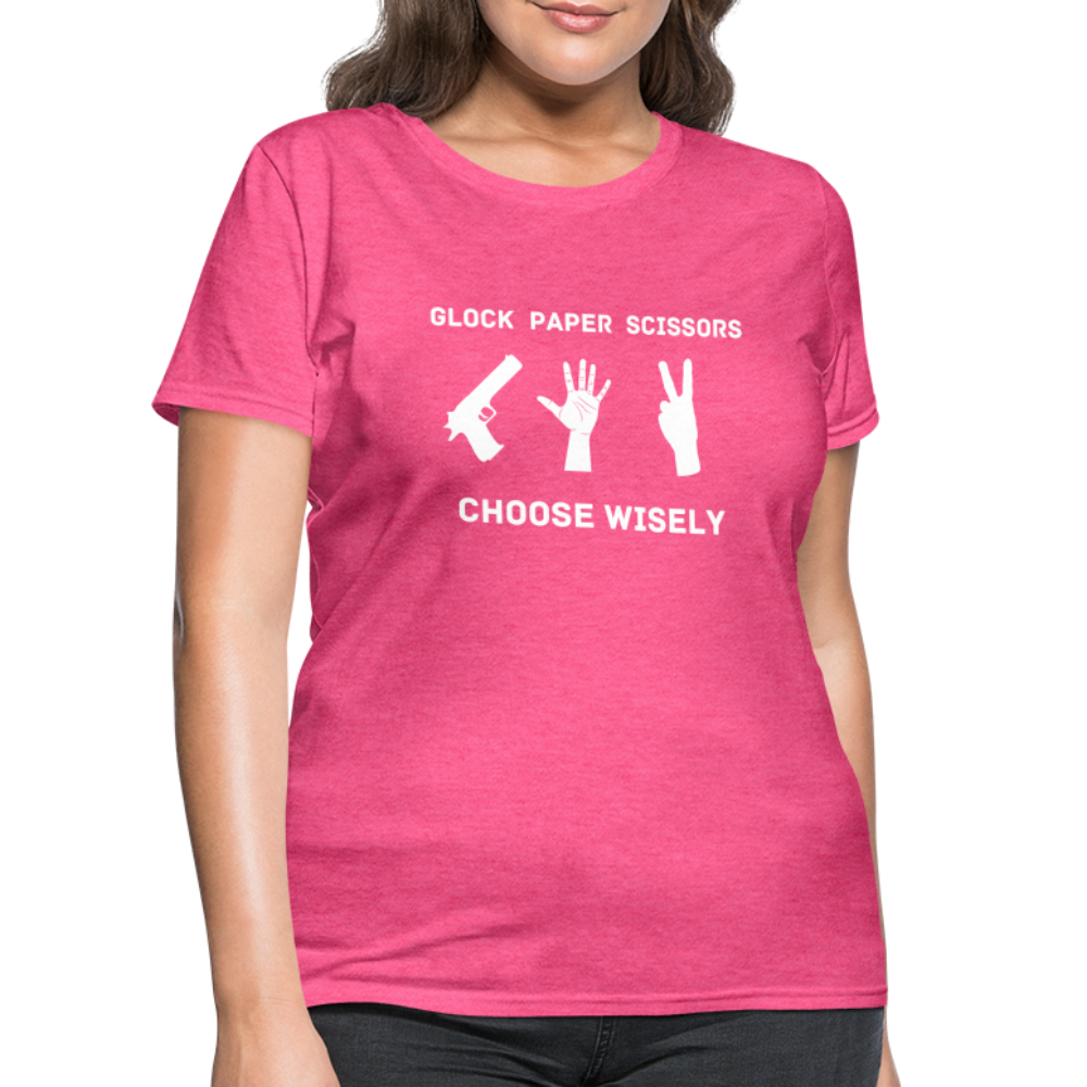 Glock Paper Scissors, Choose Wisely Women's T-Shirt - heather pink