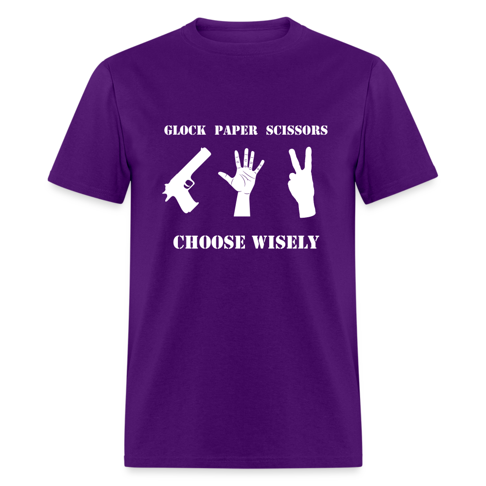 Glock Paper Scissors, Choose Wisely Unisex T-Shirt - purple