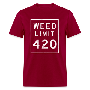 WEED LIMIT 420, Unisex T-Shirt - dark red