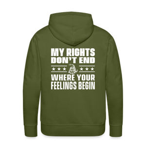 MY RIGHTS DON"T END....Men’s Premium Hoodie - olive green