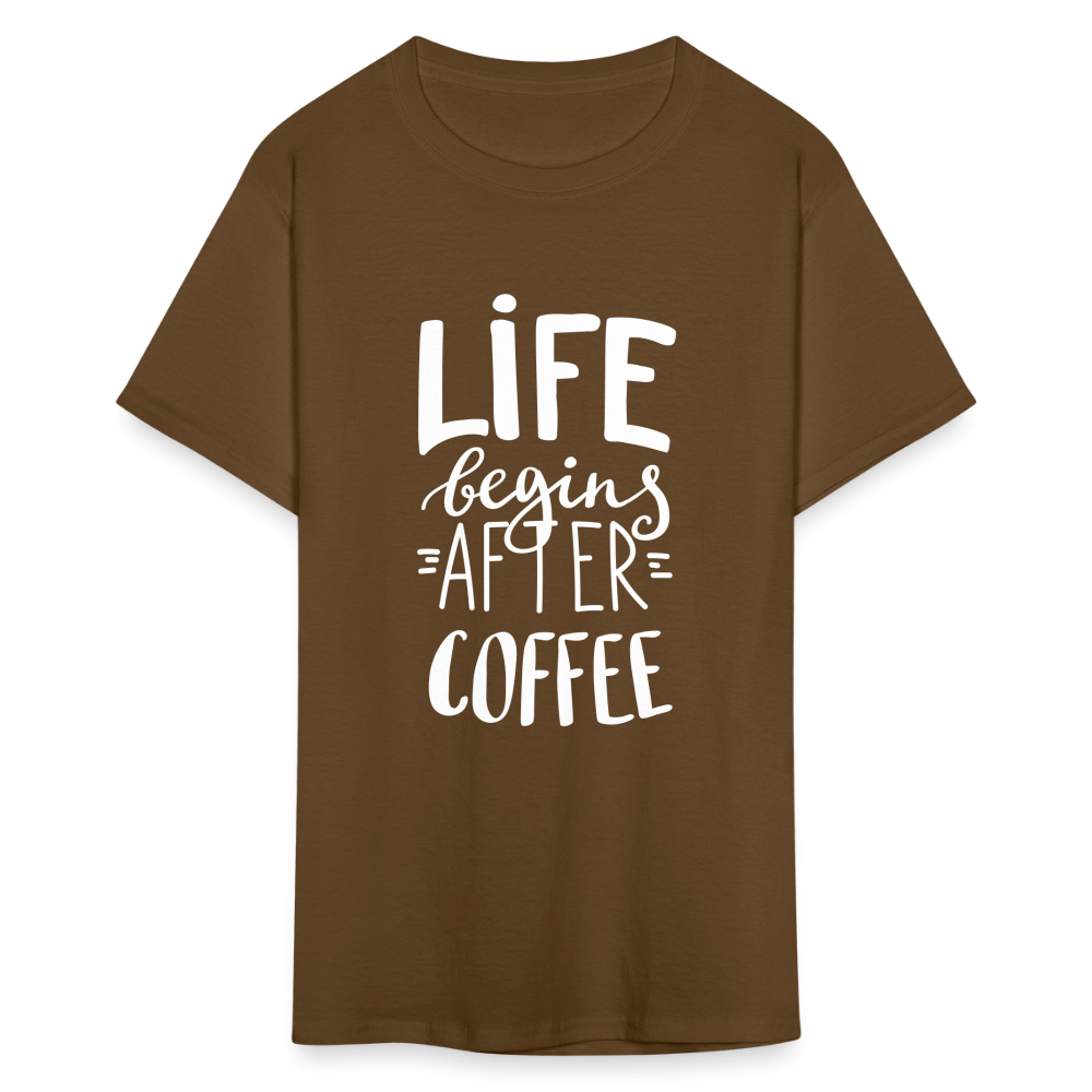 Life Begins After Coffee Unisex Classic T-Shirt - brown