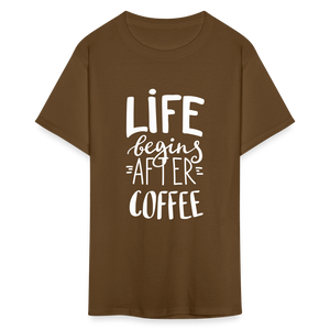 Life Begins After Coffee Unisex Classic T-Shirt - brown