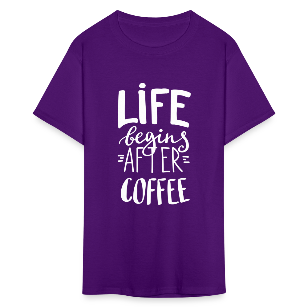 Life Begins After Coffee Unisex Classic T-Shirt - purple