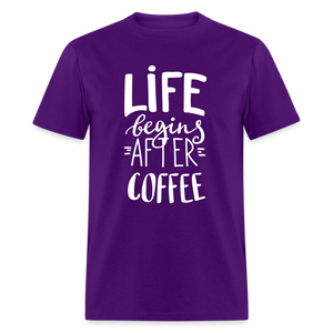Life Begins After Coffee Unisex Classic T-Shirt - purple