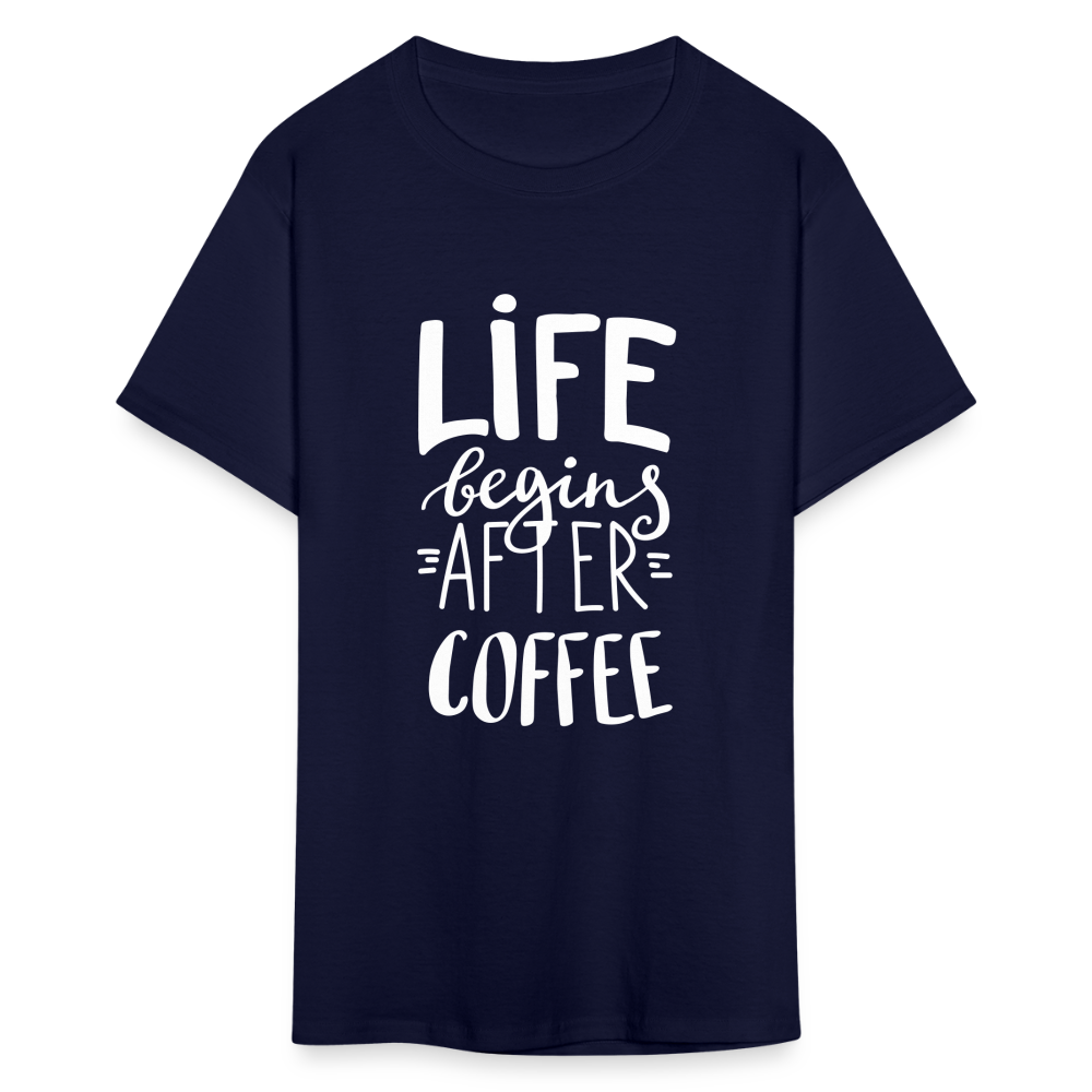 Life Begins After Coffee Unisex Classic T-Shirt - navy