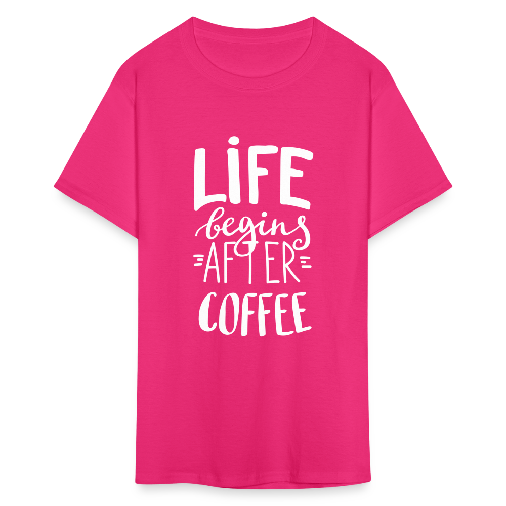Life Begins After Coffee Unisex Classic T-Shirt - fuchsia