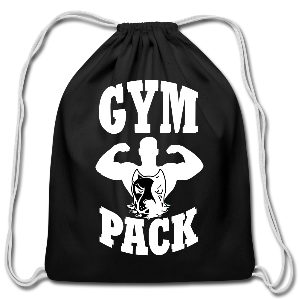 Gym Pack Cotton Drawstring Bag - black