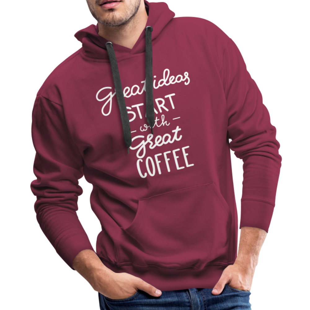 Great Ideas Start with Great Coffee Men’s Premium Hoodie - burgundy