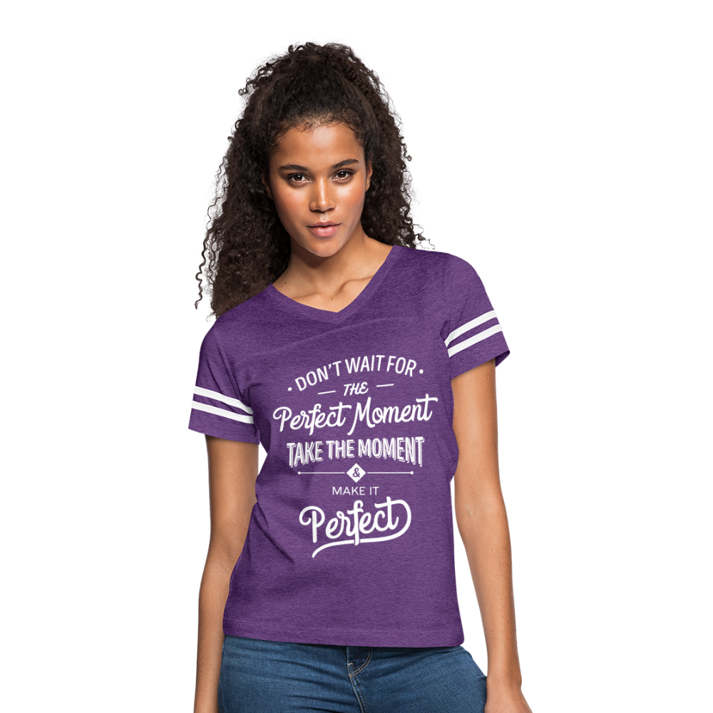 Don't wait for the perfect moment Women’s Vintage Sport T-Shirt - vintage purple/white