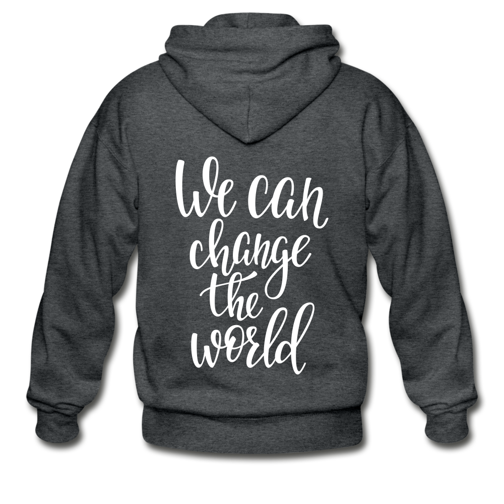 We Can Change The World Gildan Heavy Blend Adult Zip Hoodie - deep heather