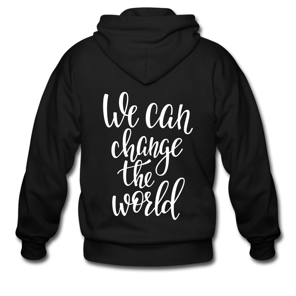 We Can Change The World Gildan Heavy Blend Adult Zip Hoodie - black