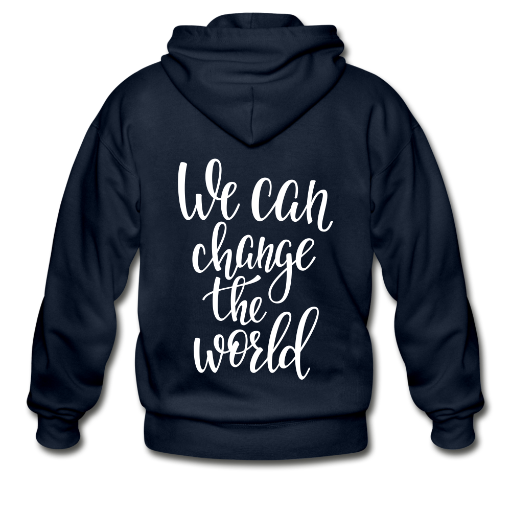 We Can Change The World Gildan Heavy Blend Adult Zip Hoodie - navy