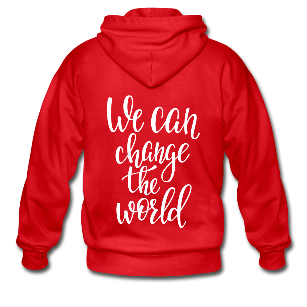 We Can Change The World Gildan Heavy Blend Adult Zip Hoodie - red