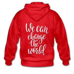 We Can Change The World Gildan Heavy Blend Adult Zip Hoodie - red