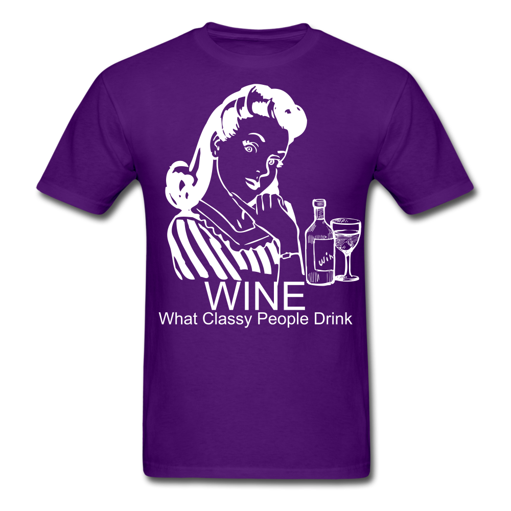 Wine, What Classy People Drink Unisex Classic T-Shirt - purple