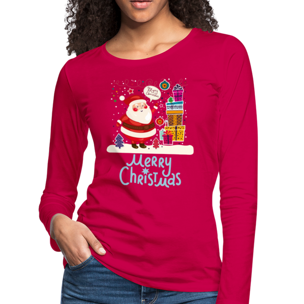 Merry Christmas Women's Premium Long Sleeve T-Shirt - dark pink