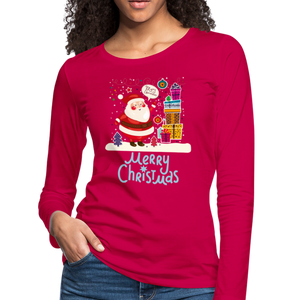 Merry Christmas Women's Premium Long Sleeve T-Shirt - dark pink