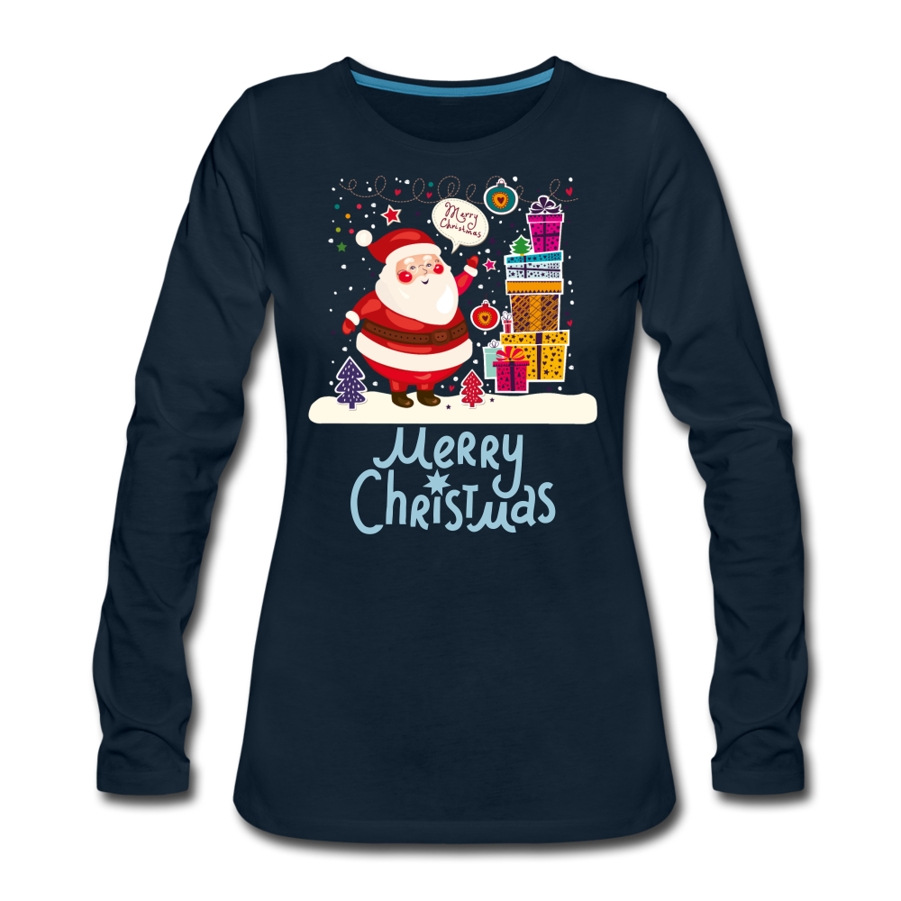 Merry Christmas Women's Premium Long Sleeve T-Shirt - deep navy