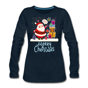 Merry Christmas Women's Premium Long Sleeve T-Shirt - deep navy