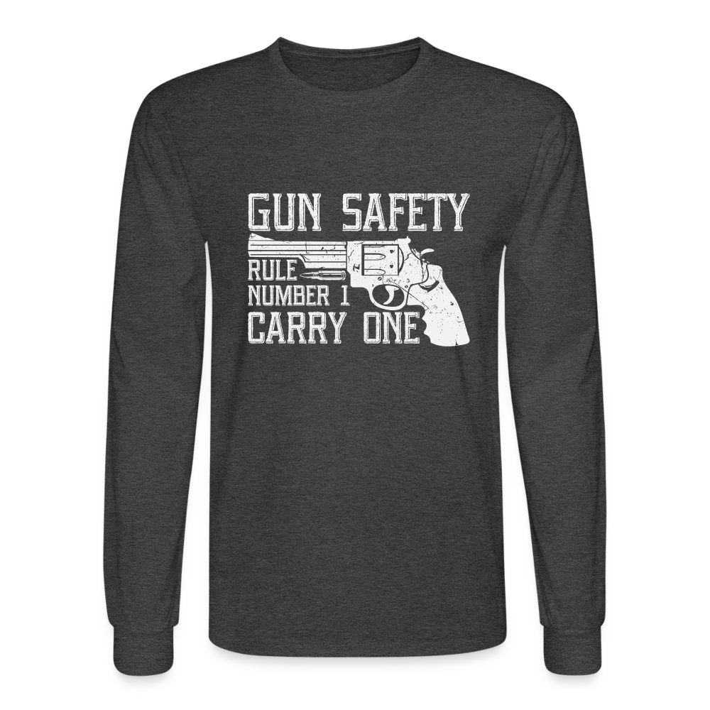 Gun Safety Rule Number 1, ,Carry One Men's Long Sleeve T-Shirt - heather black