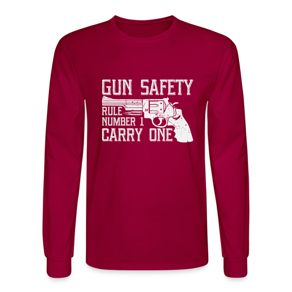Gun Safety Rule Number 1, ,Carry One Men's Long Sleeve T-Shirt - dark red
