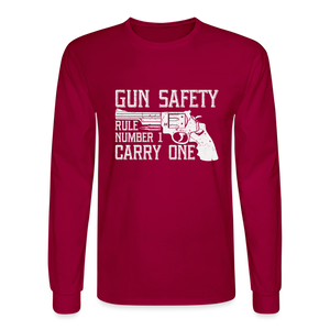 Gun Safety Rule Number 1, ,Carry One Men's Long Sleeve T-Shirt - dark red