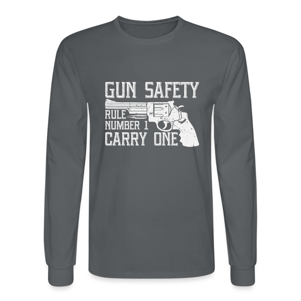 Gun Safety Rule Number 1, ,Carry One Men's Long Sleeve T-Shirt - charcoal