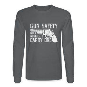 Gun Safety Rule Number 1, ,Carry One Men's Long Sleeve T-Shirt - charcoal